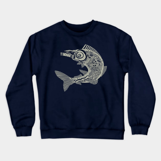 Smokin’ Salmon - Grey ink Crewneck Sweatshirt by BullShirtCo